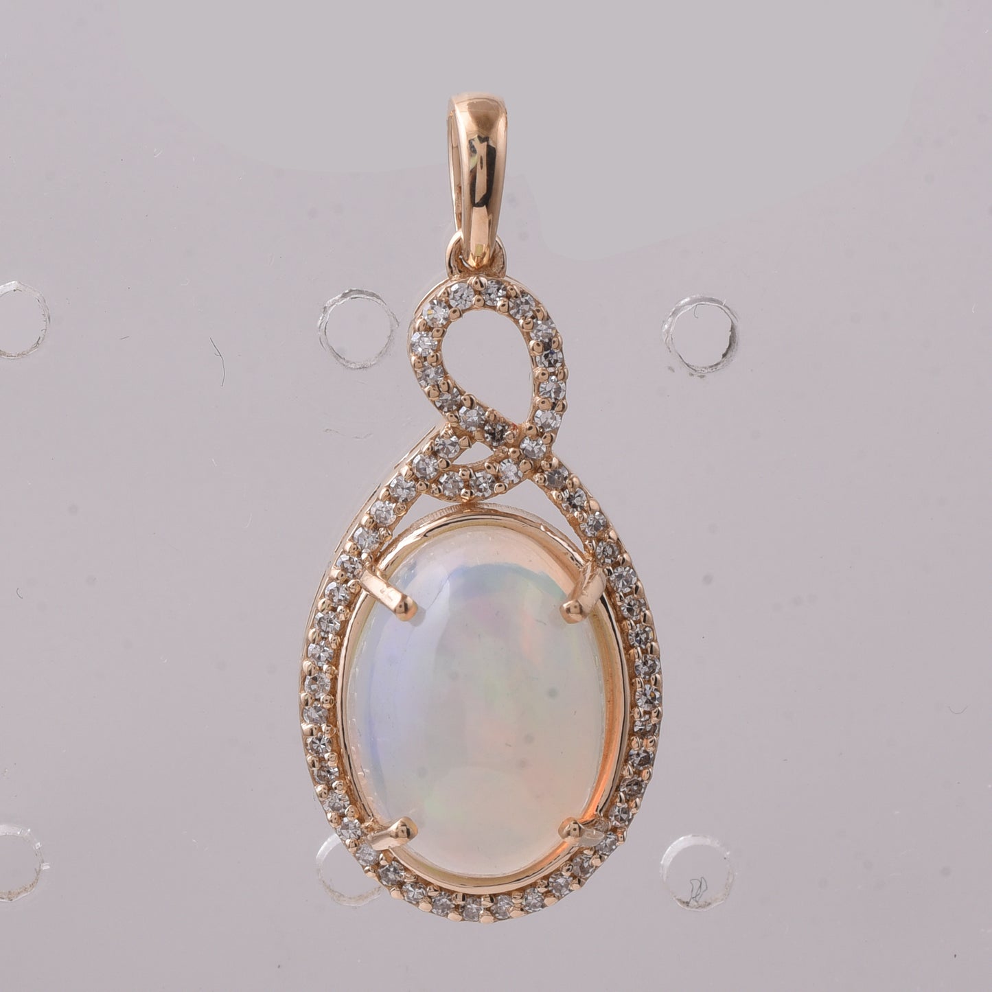 3.26 Ct Oval Cabochon Cut Natural Opal 14K Gold Pendant