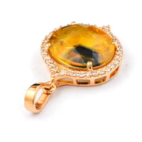 3.09 Ct Oval Mixed Cut Natural Bi Coloured Sapphire 14K Gold Pendant