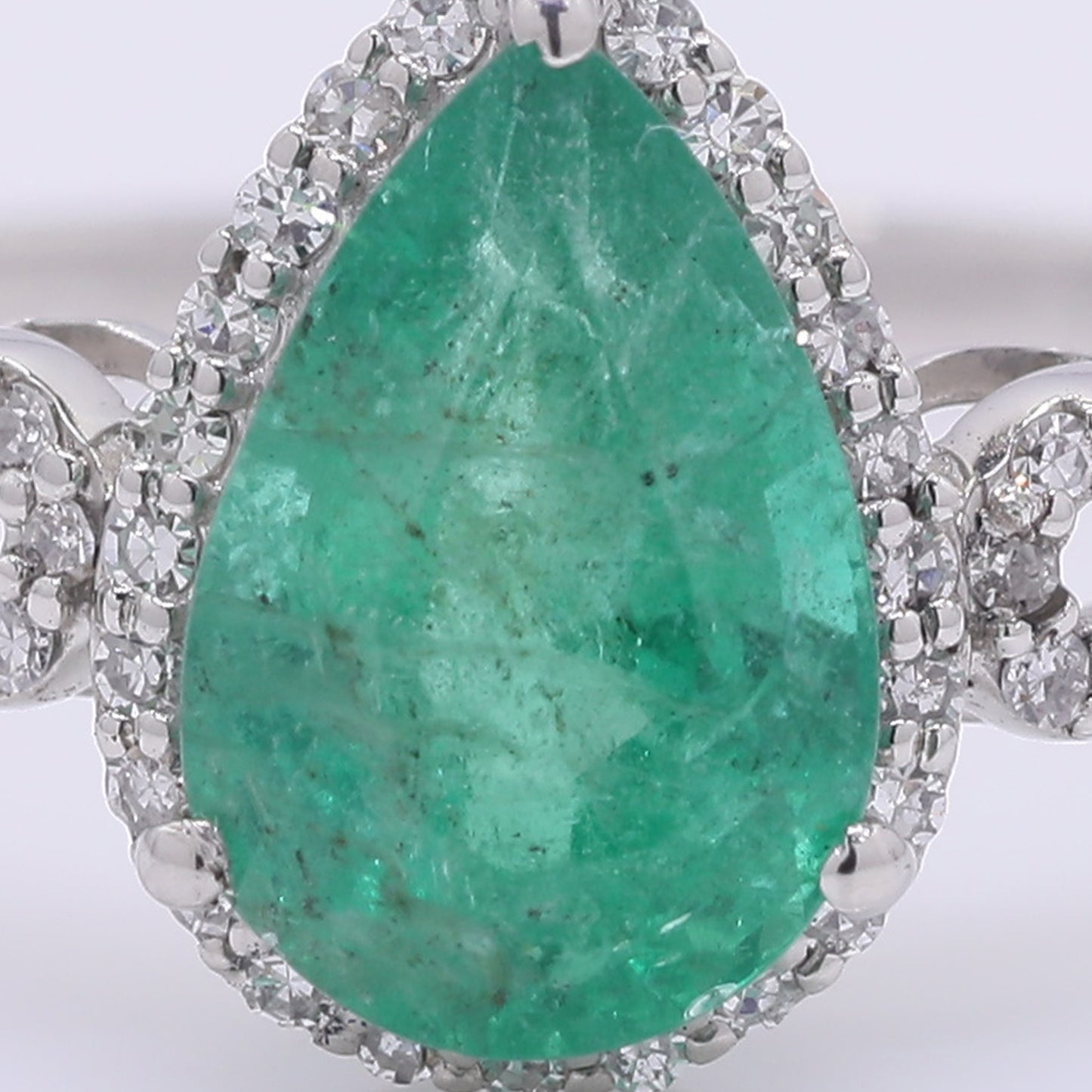 1.65 Ct Pear Mixed Cut Natural Emerald 950 Platinum Ring
