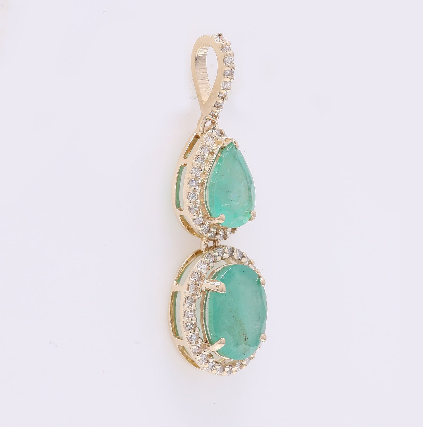 1.98 Ct Oval Mixed Cut Natural Emerald 14K Gold Pendant