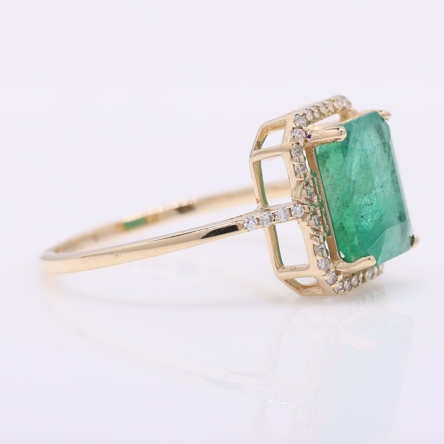 2.72 Ct Octagon Step Cut Natural Emerald 14K Gold Ring