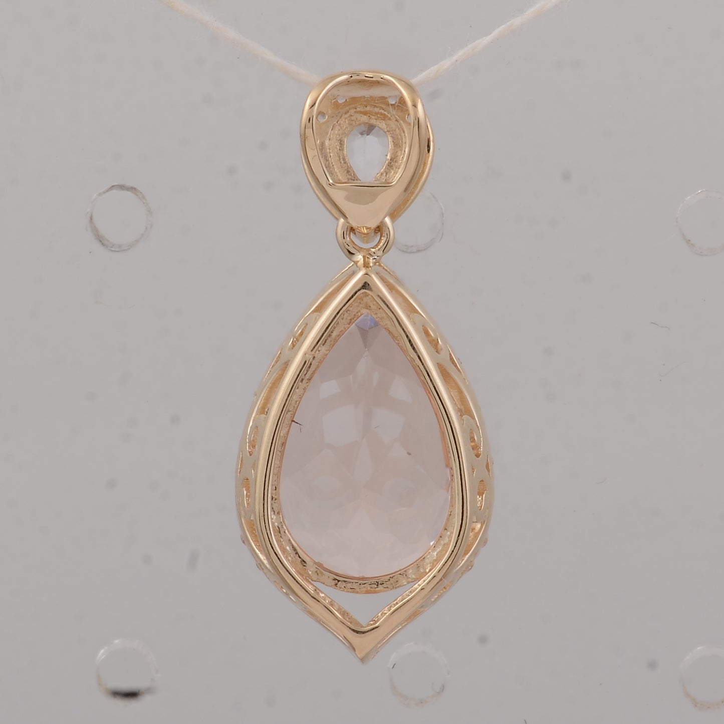 3.31 Ct Pear Morganite 9K Gold Pendant