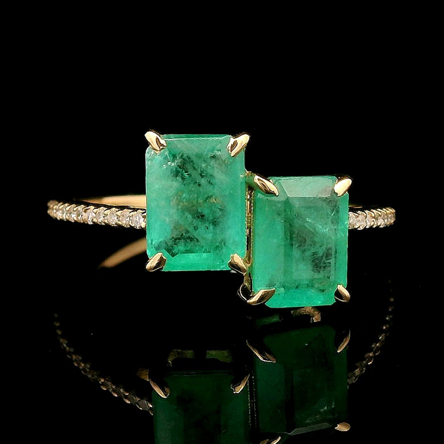 1.88 Ct Octagon Step Cut Natural Emerald 14K Gold Ring
