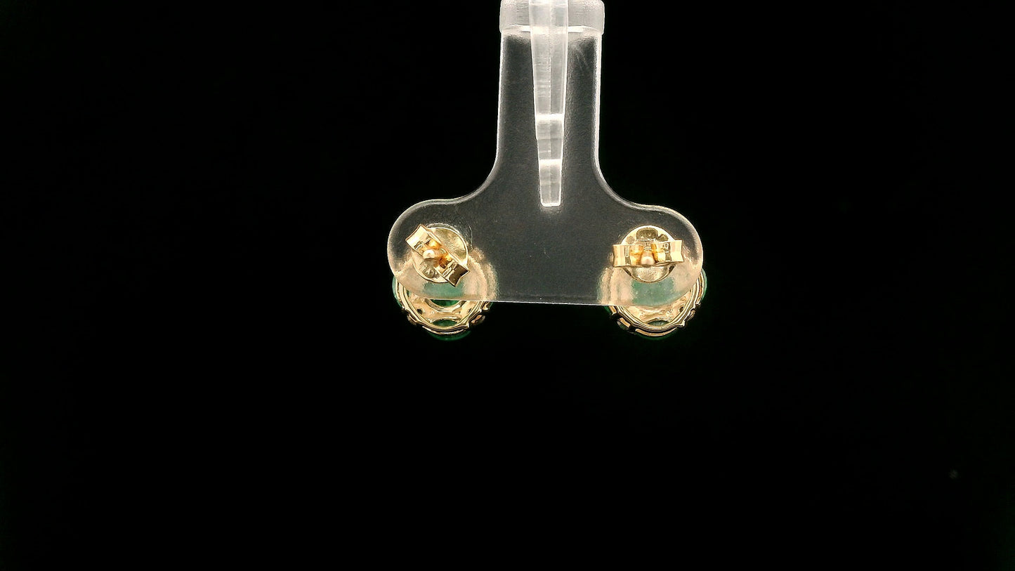 1.45 Ct Round Emerald 14K Gold Earrings