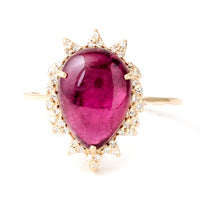 4.91 Ct Pear Cabochon Natural Tourmaline 14K Gold Ring
