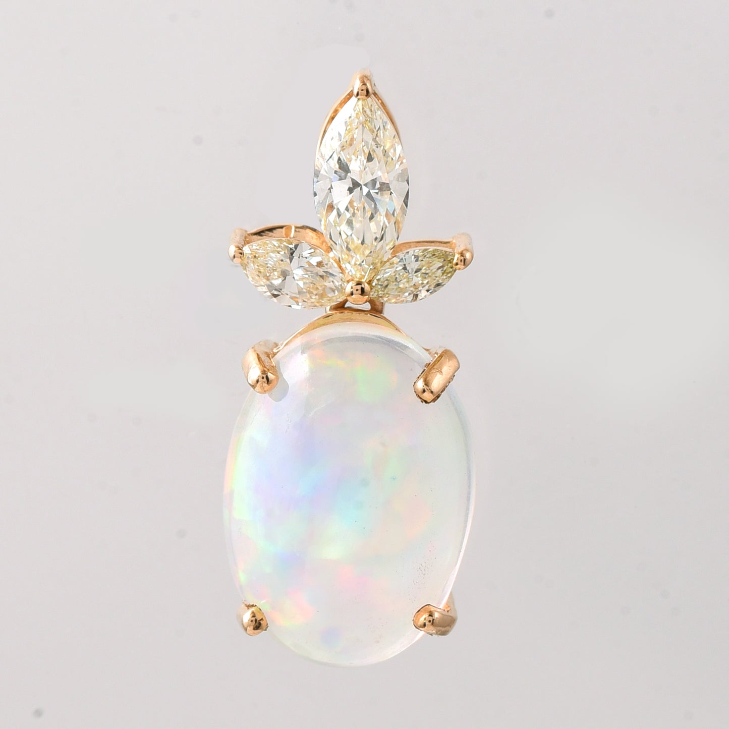 3.12 Ct Oval Cabochon Cut Natural Opal 14K Gold Pendant