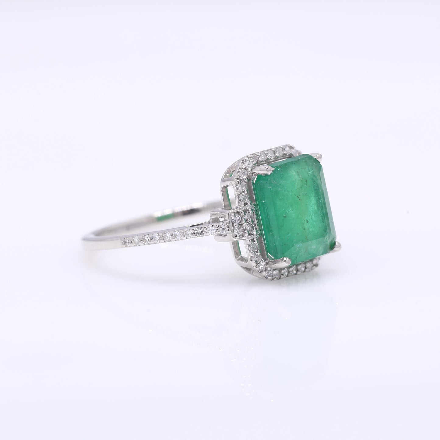 2.66 Ct Octagon Step Cut Natural Emerald 950 Platinum Ring