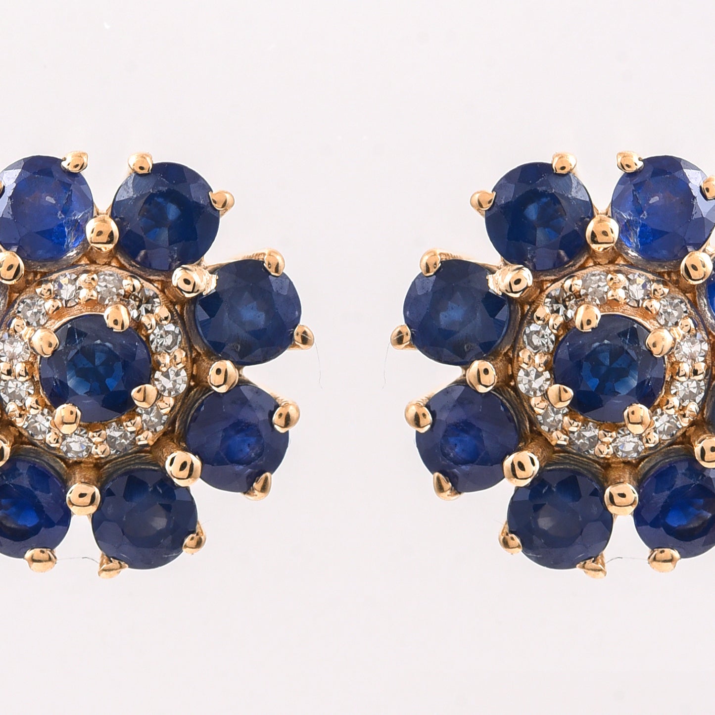 2.36 Ct Round Sapphire 14K Gold Earrings