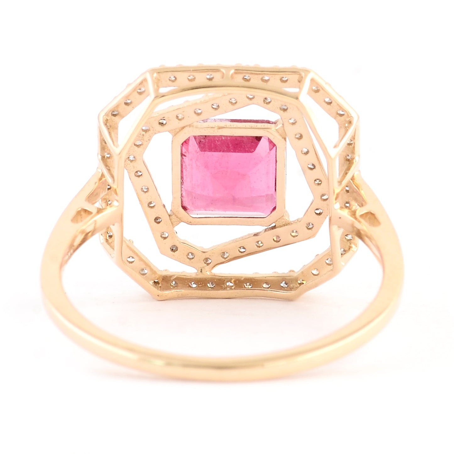 1.31 Ct Square Emerald Cut Natural Tourmaline 14K Gold Ring