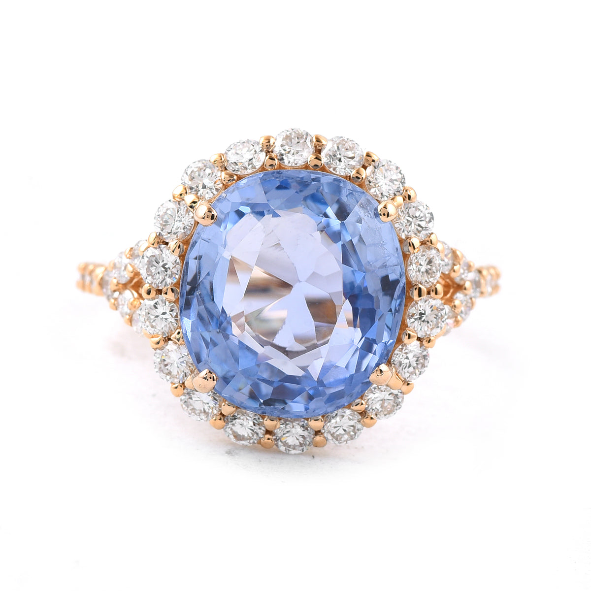 10.35 Ct Oval Blue Sapphire 18K Gold Ring