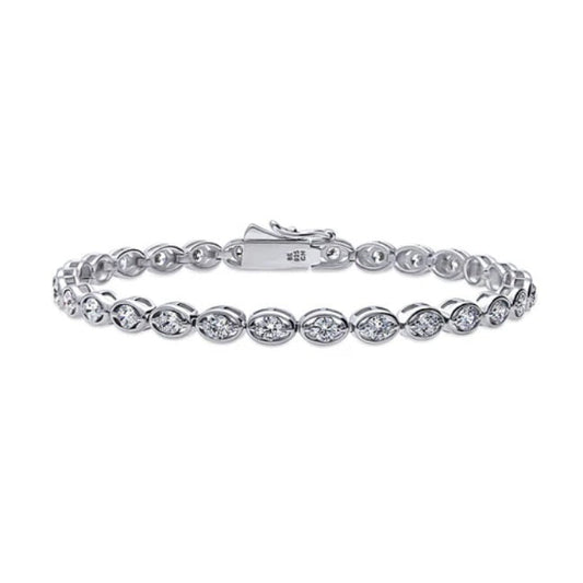 East-West CZ Statement Tennis Bracelet in Sterling Silver