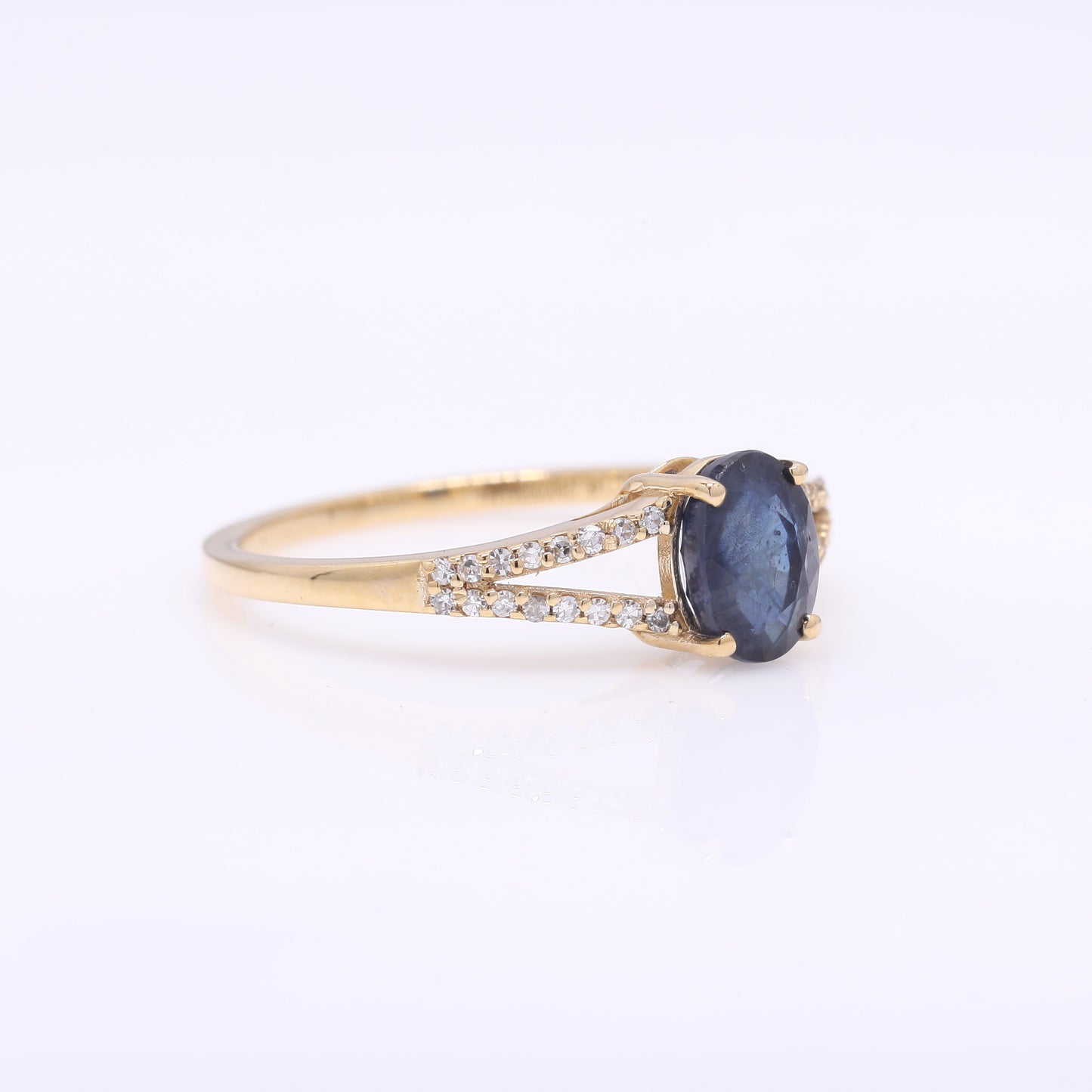 1.34 Ct Oval Mixed Cut Natural Sapphire 14K Gold Ring