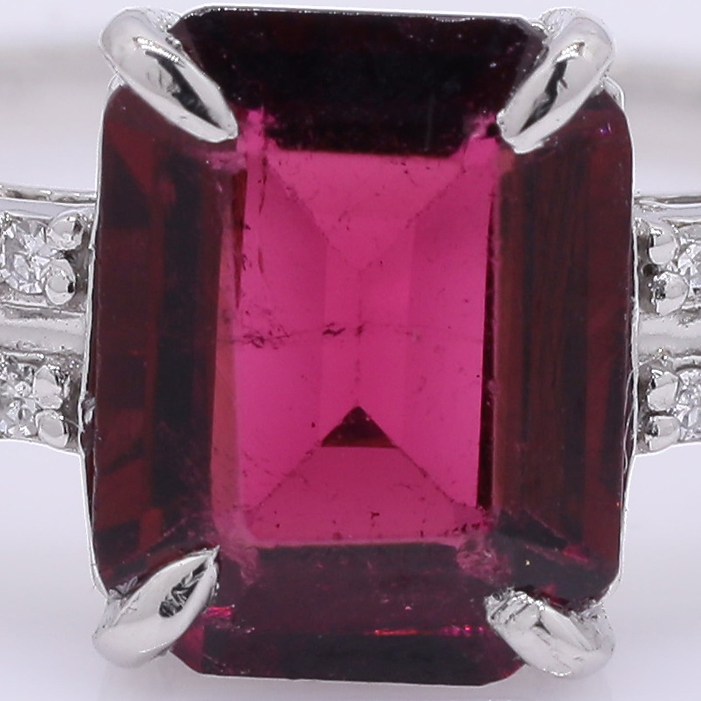 1.73 Ct Octagon Step Cut Natural Rubellite 950 Platinum Ring