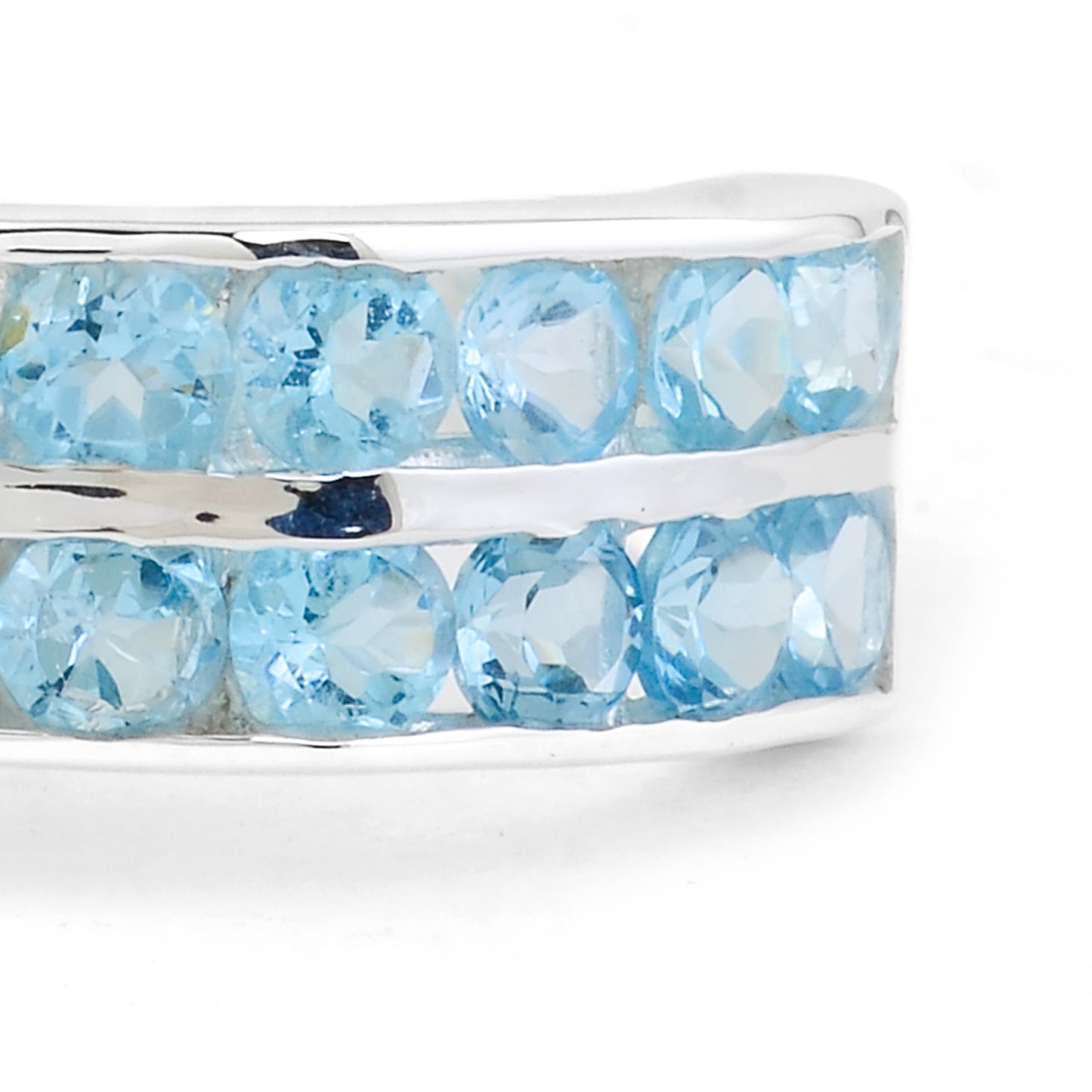 2.32 Ct Round Sky Blue Topaz 925 Sterling Silver Ring