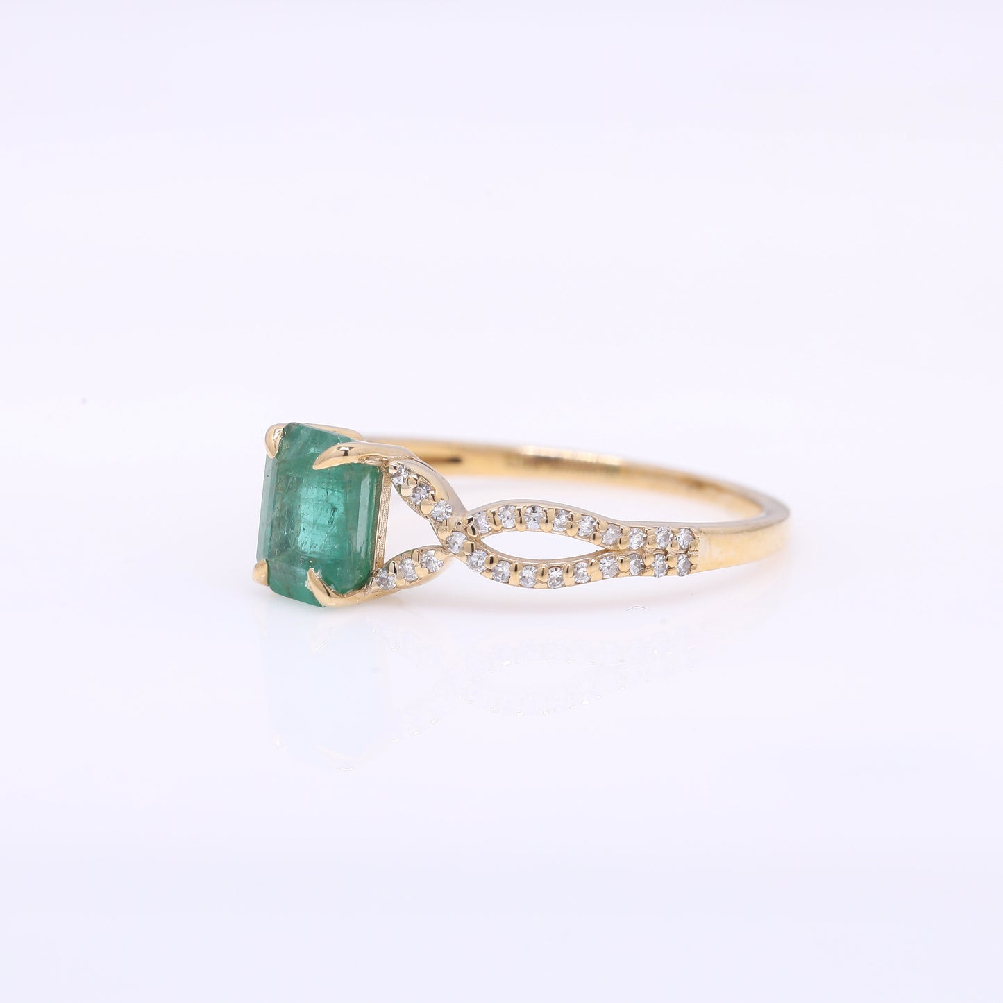 1.24 Ct Octagon Step Cut Natural Emerald 14K Gold Ring