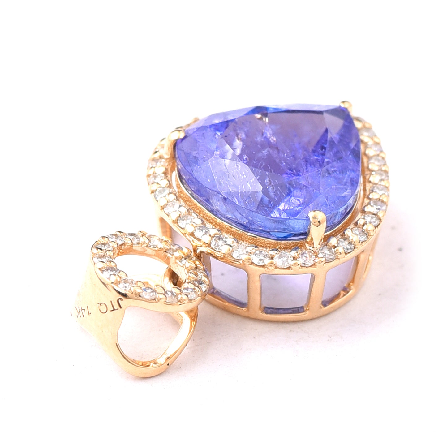 3.22 Ct Pear Mixed Cut Natural Tanzanite 14K Gold Pendant