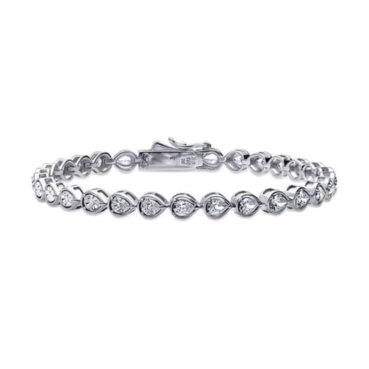 East-West Pear CZ Statement Tennis Bracelet in Sterling Silver