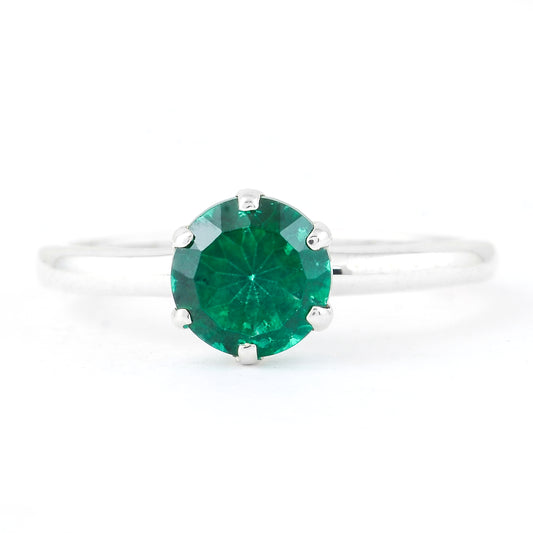 1.68 Ct Round Green Topaz, 925 Sterling Silver Ring