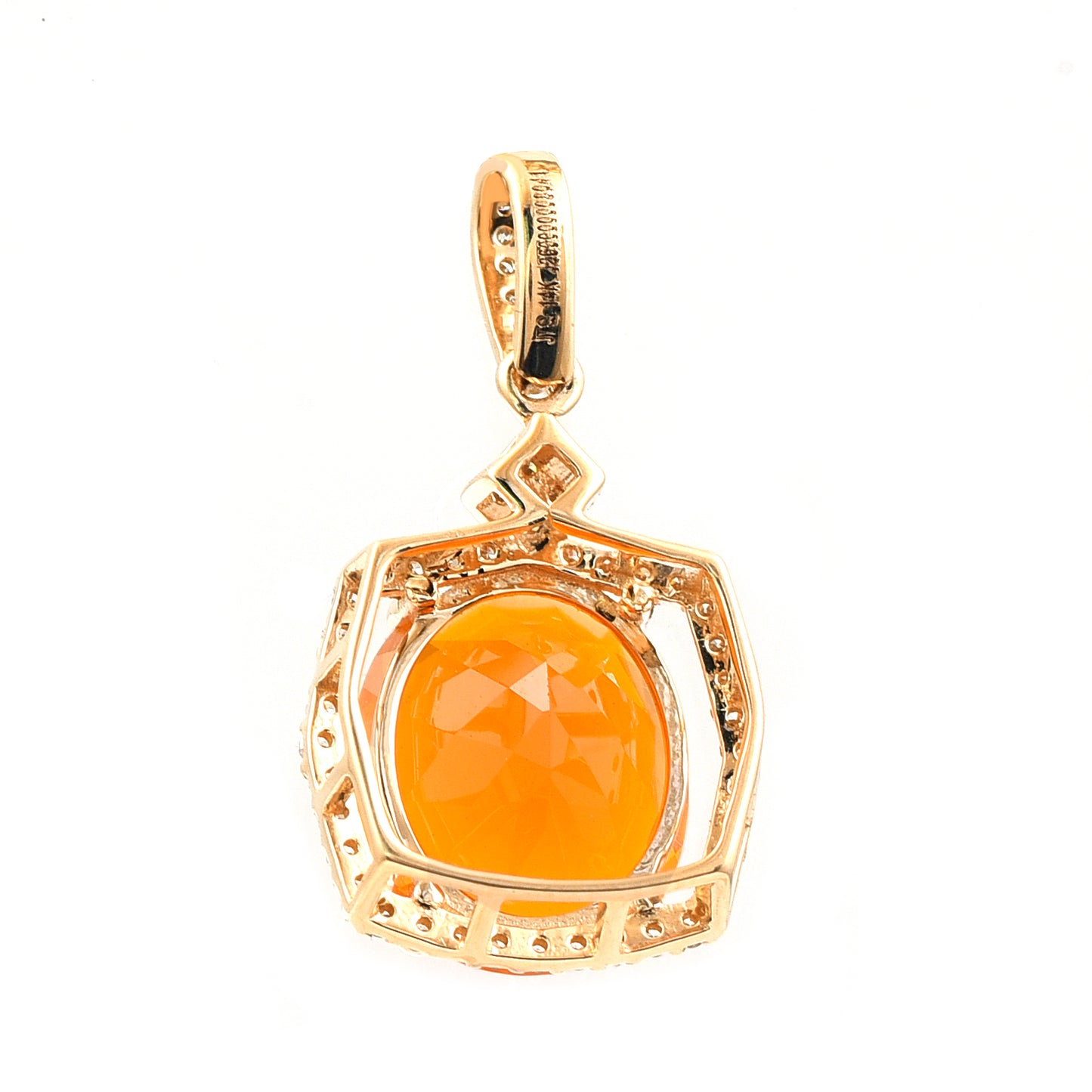 2.54 Ct Oval Mixed Cut Natural Fire Opal 14K Gold Pendant