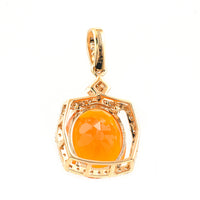 2.54 Ct Oval Mixed Cut Natural Fire Opal 14K Gold Pendant