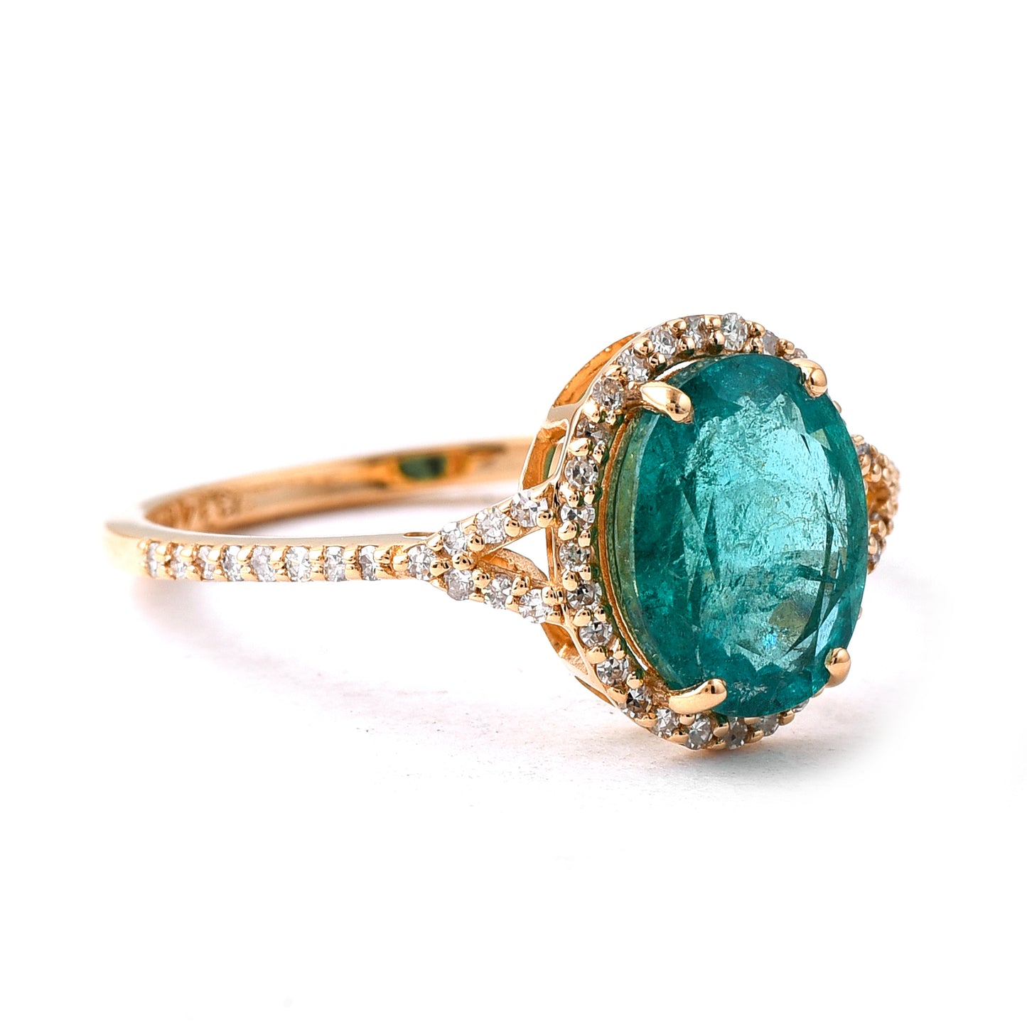 2.02 Ct Oval Mixed Cut Natural Emerald 14K Gold Ring