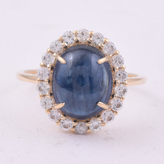 6.12 Ct Oval Sapphire 9K Gold Ring