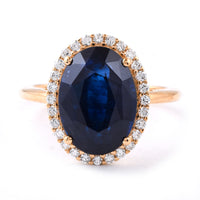 7.54 Ct Oval Blue Sapphire 18K Gold Ring