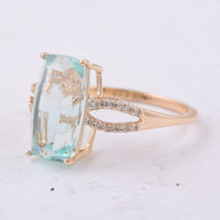 3.90 Ct Cushion Natural Emerald 14K Gold Ring