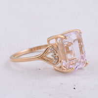 6.73 Ct Octagon Step Cut Natural Kunzite 14K Gold Ring