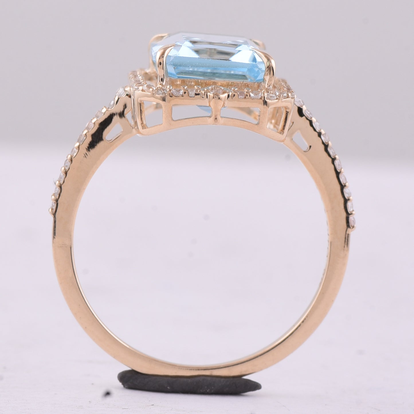 4.17 Ct Octagon Blue Topaz 9K Gold Ring