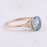 1.33 Ct Oval Natural Aquamarine 14K Gold Ring