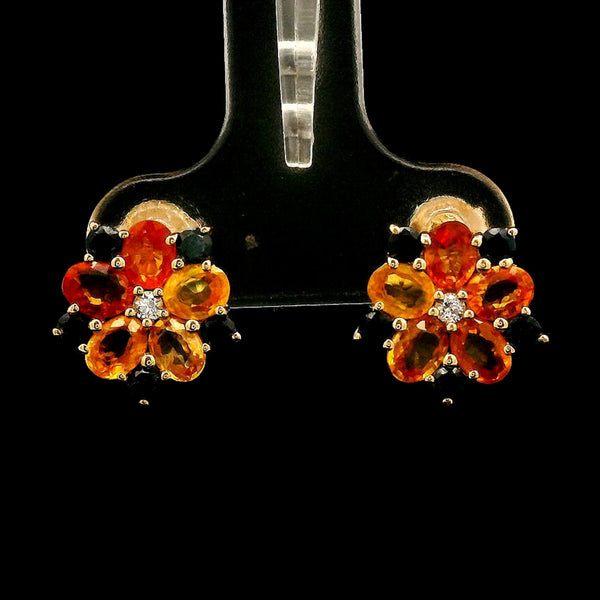 2.60 Ct Oval Multi Sapphire 14K Gold Earrings