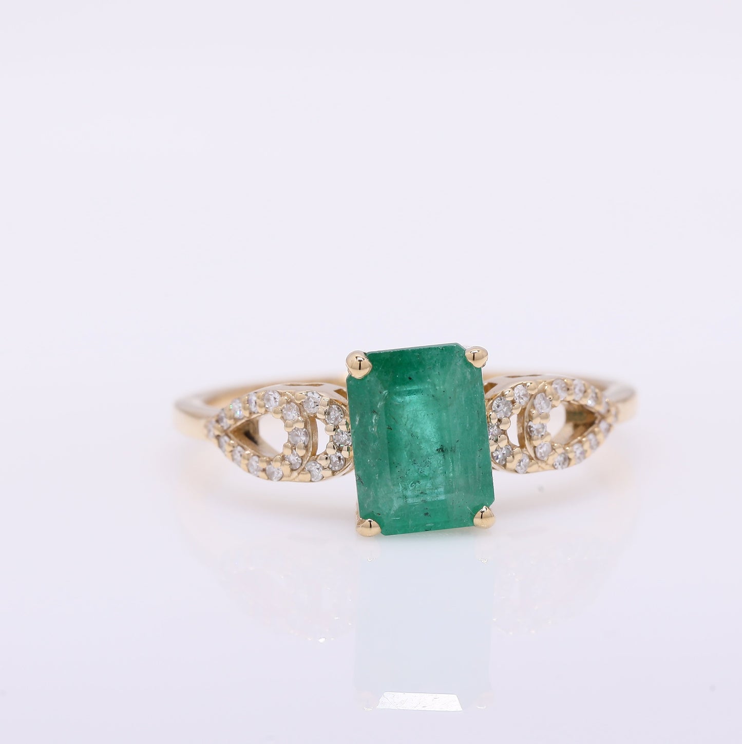 1.44 Ct Octagon Step Cut Natural Emerald 14K Gold Ring