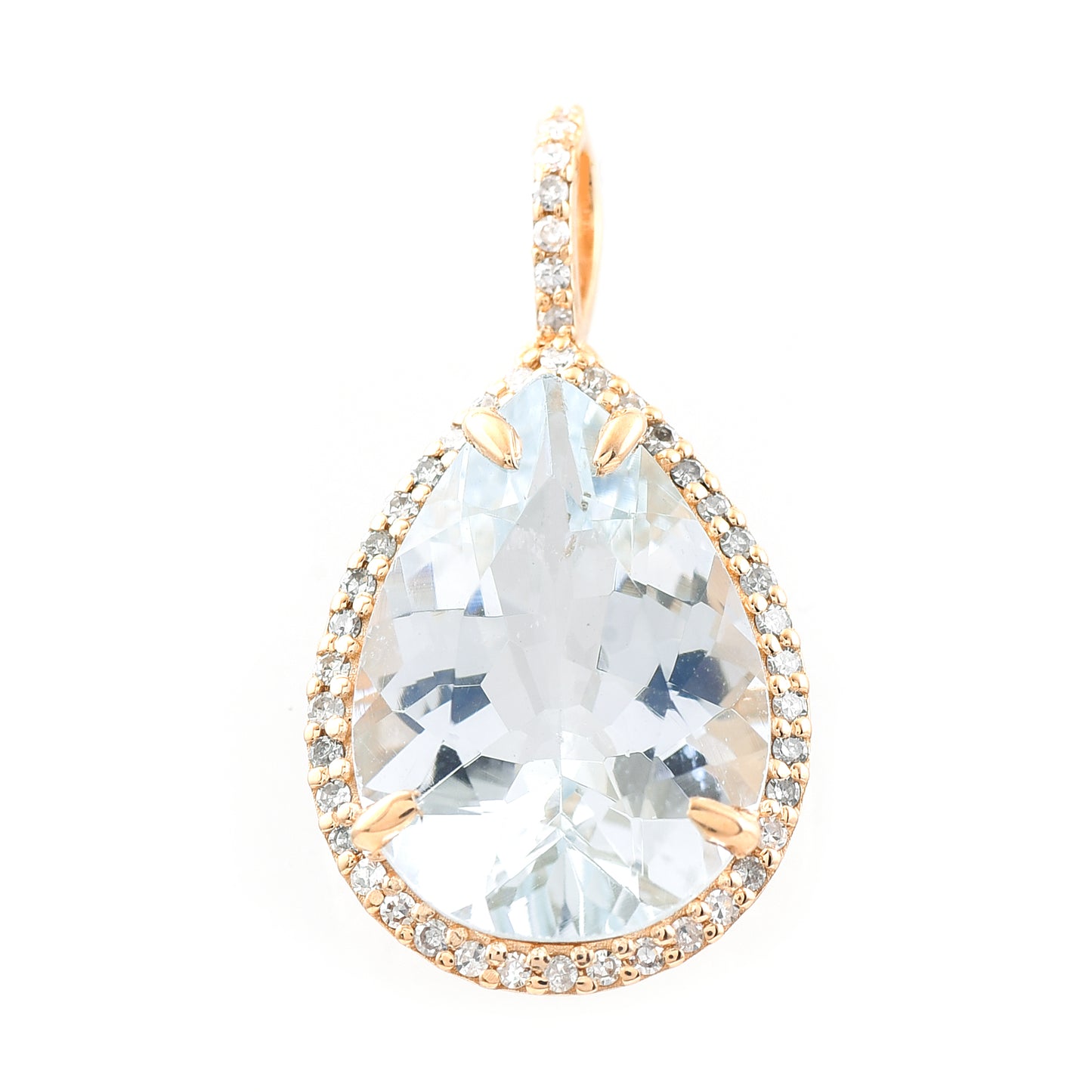 3.17 Ct Pear Aquamarine 14K Gold Pendant
