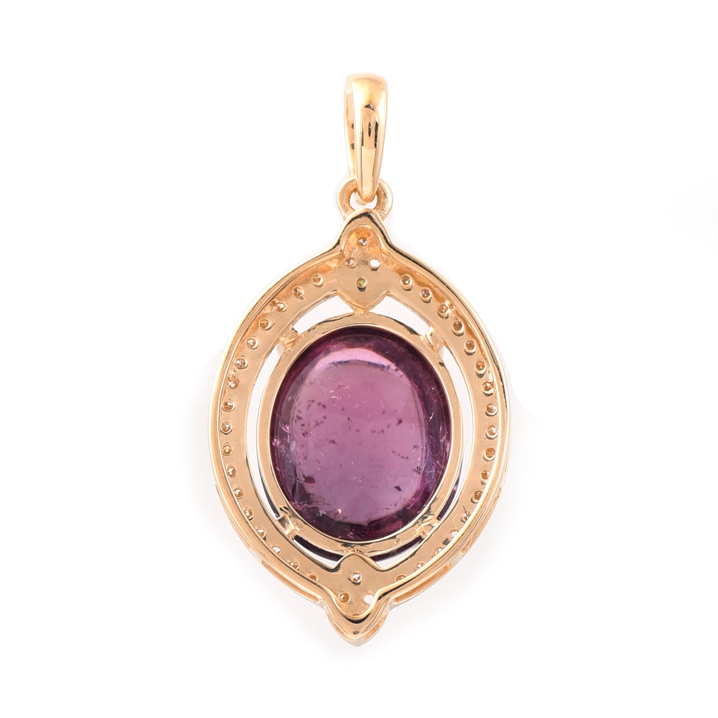 4.54 Ct Oval Cabochon Cut Natural Pink Tourmaline 14K Gold Pendant