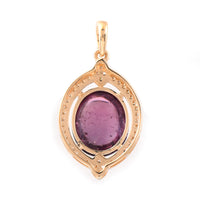 4.54 Ct Oval Cabochon Cut Natural Pink Tourmaline 14K Gold Pendant