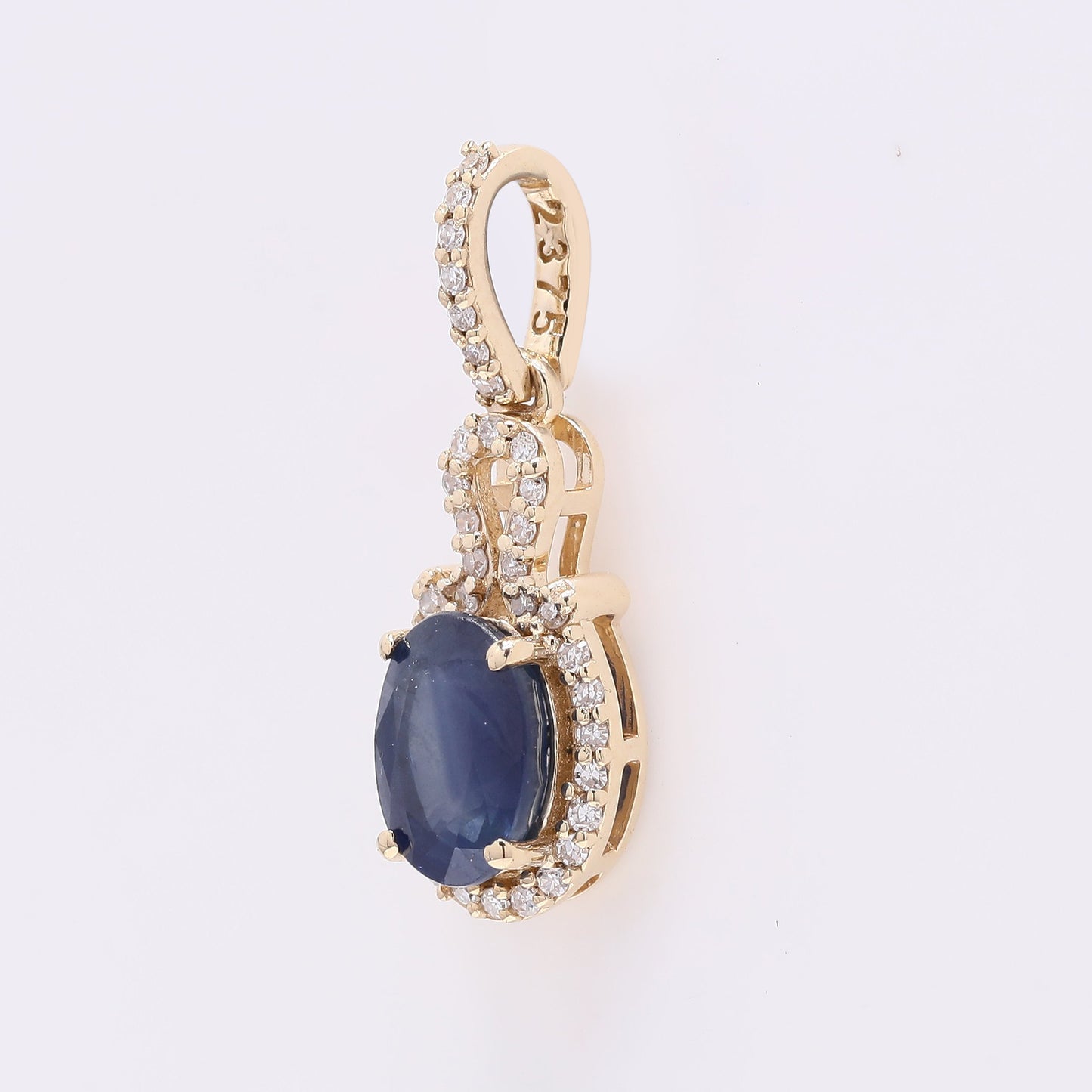 1.35 Ct Oval Mixed Cut Natural Sapphire 14K Gold Pendant