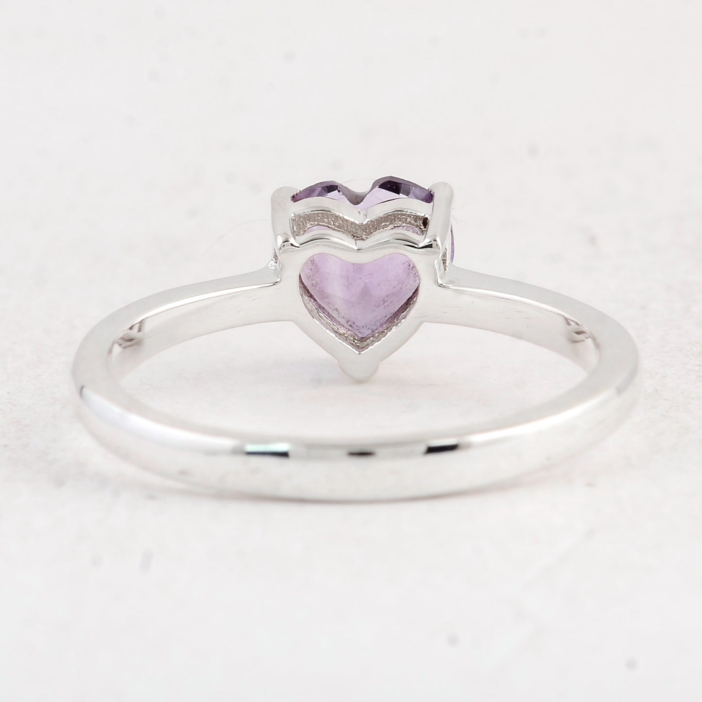 1.17 Ct Heart Amethyst 925 Sterling Silver Ring
