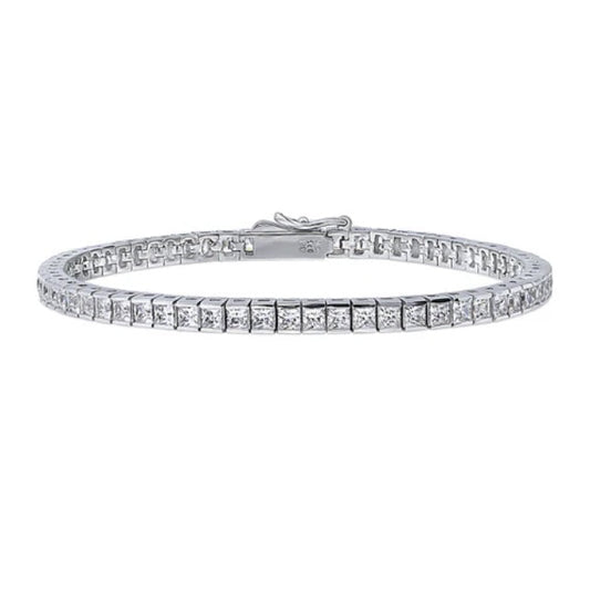 Bar Princess CZ Statement Tennis Bracelet in Sterling Silver