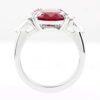 6.97 Ct Oval Cut Natural Corundum Ruby 950 Platinum Ring
