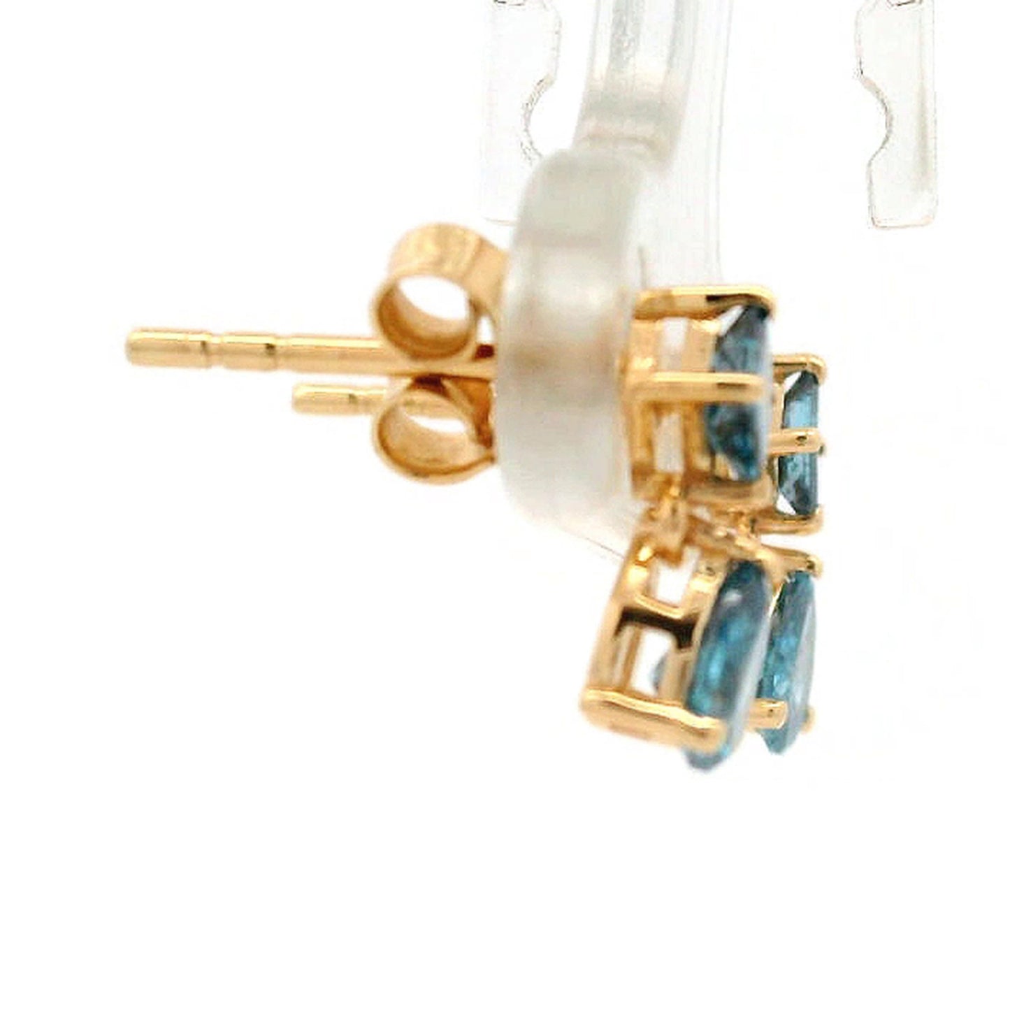 0.69 Ct Square Blue Diamond 14K Gold Earrings