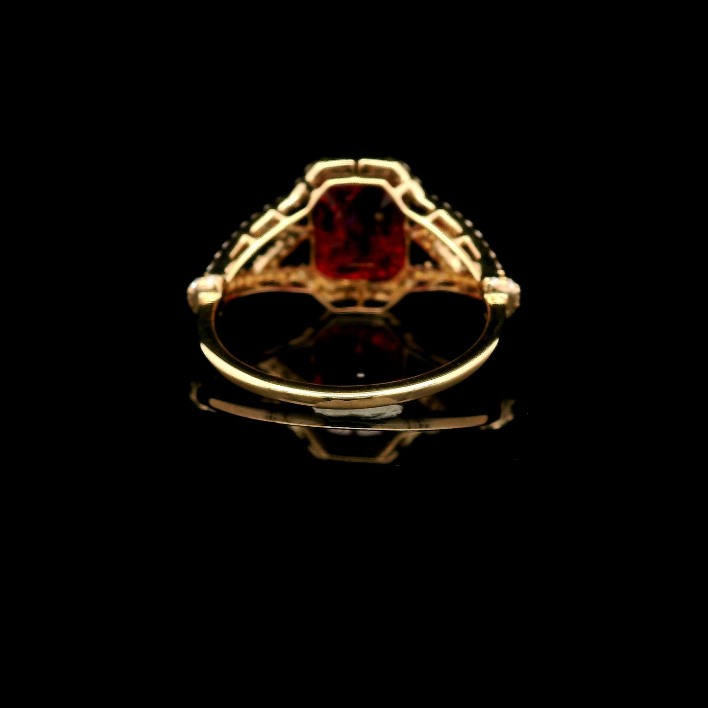 3.79 Ct Emerald Cut Lab Grown Ruby 14K Gold Ring