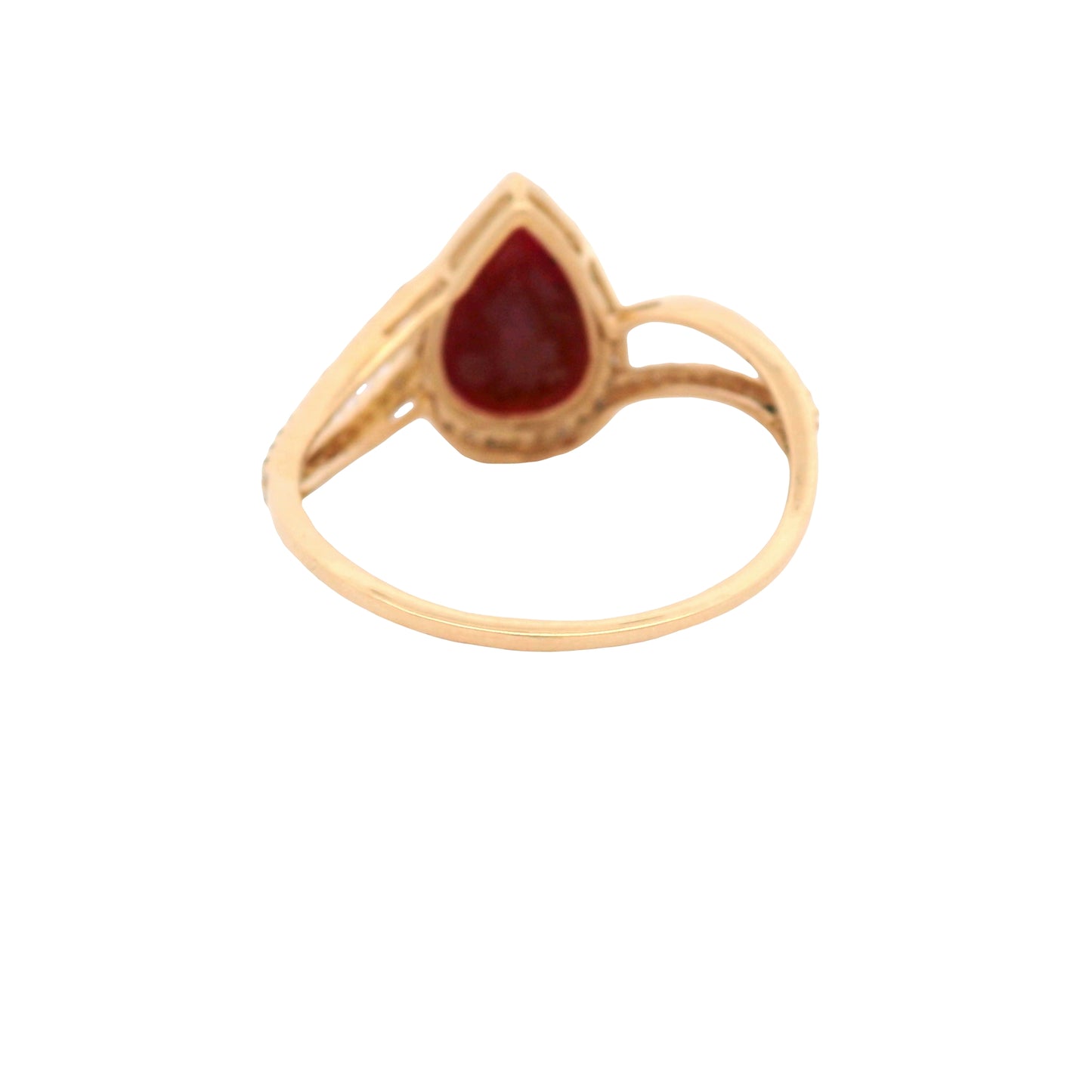2.00 Ct Pear Mixed Cut Natural Corundum Ruby 14K Gold Ring