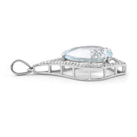 4.02 Ct Pear Mixed Cut Natural Aquamarine 950 Platinum Pendant