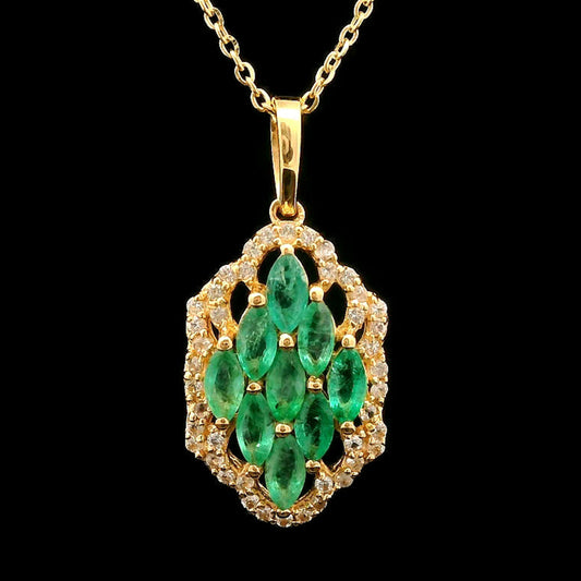 0.68 Ct Marquise Emerald 14K Gold Pendant