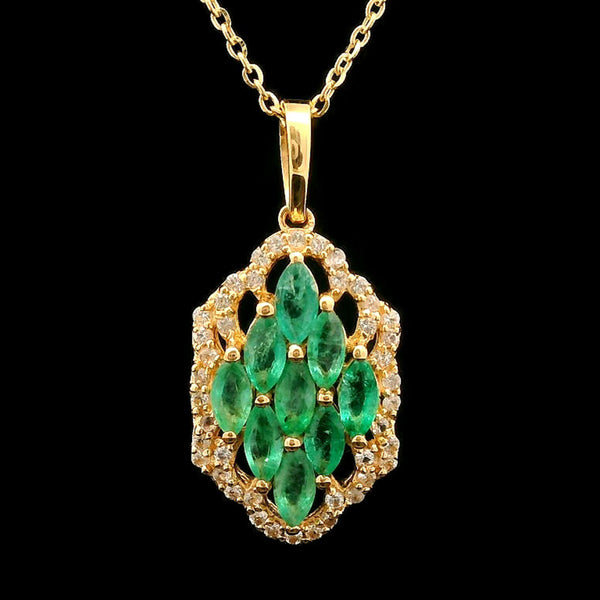 0.68 Ct Marquise Emerald 14K Gold Pendant