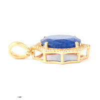 3.86 Ct Oval Mixed Cut Natural Sapphire 14K Gold Pendant