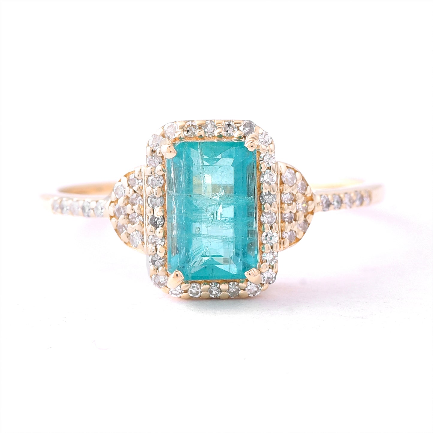 1.43 Ct Octagon Step Cut Natural Emerald 14K Gold Ring