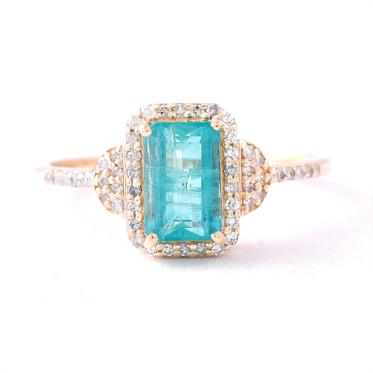 1.43 Ct Octagon Step Cut Natural Emerald 14K Gold Ring