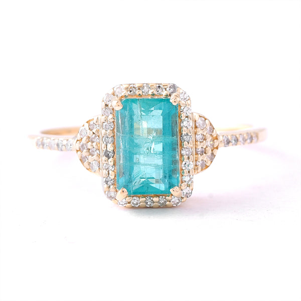 1.43 Ct Octagon Step Cut Natural Emerald 14K Gold Ring